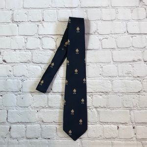 Vintage Crowley’s Novelty Neck Tie Navy Blue Tan Flasher in Trench Coat